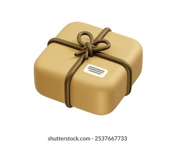 Ilustración de icono de caja de paquete. Icono de representación 3D de la caja de entrega