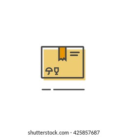 Parcel box icon isolated, closed simple flat parcel package box outline line style