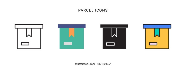 parcel box icon vector with different style design. isolated on white background