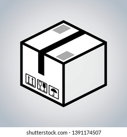 Parcel box icon vector, filled flat sign, solid pictogram isolated on white. Symbol, logo illustration.
