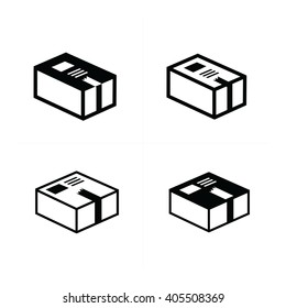 parcel box icons set