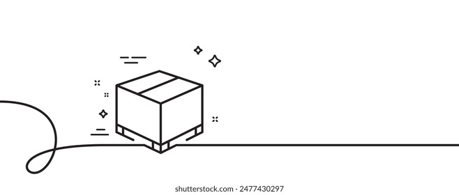 Parcel box line icon. Continuous one line with curl. Logistics delivery sign. Package tracking symbol. Delivery box single outline ribbon. Loop curve pattern. Vector