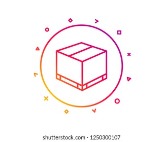 Parcel box line icon. Logistics delivery sign. Package tracking symbol. Gradient pattern line button. Delivery box icon design. Geometric shapes. Vector