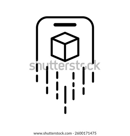 Parcel box on mobile phone vector illustration, flat cartoon smartphone with package cargo cardboard box, concept of online order delivery tracking via cellphone, digital shipping track isometric
