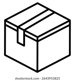 Parcel Box Outline Icon on White Background – Vector Illustration for Shipping, Delivery, and Logistics Concepts
