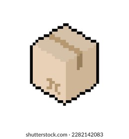 Dibujo de píxel de caja parcelada de 8 bits Caja postal Ilustración del vector