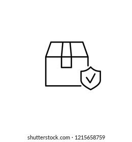 parcel box protection line black icon on white background