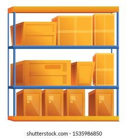 Parcel box rack icon. Cartoon of parcel box rack vector icon for web design isolated on white background