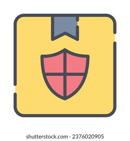 Icono de transporte seguro de Parcel box. Paquete de envío de seguridad. Escudo en caja