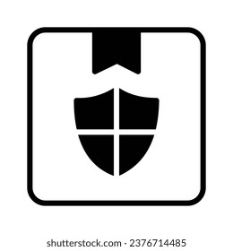 Icono de transporte seguro de Parcel box. Paquete de envío de seguridad. Escudo en caja