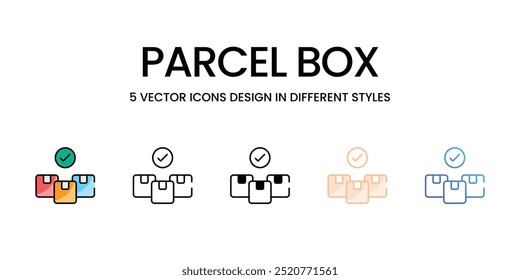Conjunto de iconos vectoriales de caja de paquete listo para usar para Web y App móvil