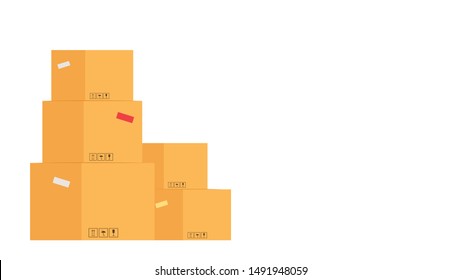 Parcel box vector. Parcel box on white background. Parcel box stack.