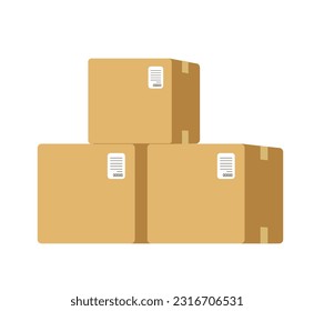 Parcel boxes isolated on white background. Illustration for delivery service, shipping, online shopping. Flat vector style illustration.