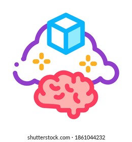 parcel brain cloud icon vector. parcel brain cloud sign. color symbol illustration