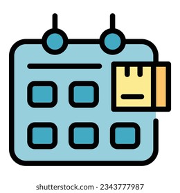 Parcel calendar icon outline vector. Delivery cargo. Export shipment color flat