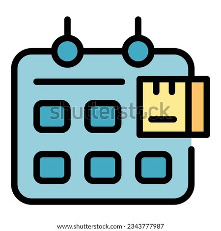 Parcel calendar icon outline vector. Delivery cargo. Export shipment color flat