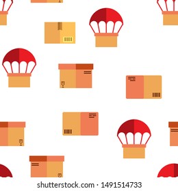 Parcel, Cardboard Boxes Vector Color Seamless Pattern Flat Illustration