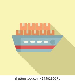 Parcel cargo ship icon flat vector. Delivery package. Cardboard moving