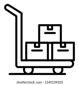 Parcel cart icon. Outline parcel cart vector icon for web design isolated on white background