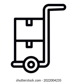 Parcel cart icon. Outline parcel cart vector icon for web design isolated on white background