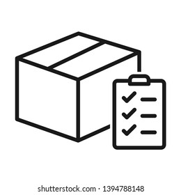 Parcel checklist. Simple line icon. Isolate on white background.