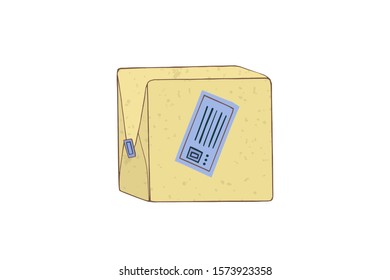Parcel in a closed box. Vector illustration. Post export.