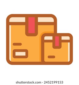 Parcel Color Outline Icon - Single Icon, Vector