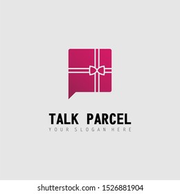 Parcel and conversation or chat image graphic icon logo design abstract concept vector stock. Can be used as a symbol related to gift or conversation