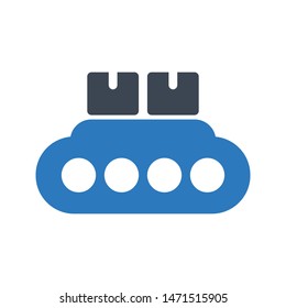 parcel conveyor glyph colour vector icon