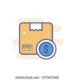 Parcel Cost vector filled outline icon style illustration. EPS 10 File