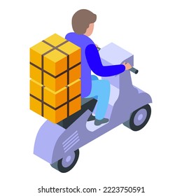 Parcel courier delivery icon isometric vector. Food scooter. Moto electric