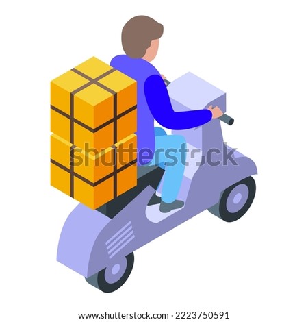 Parcel courier delivery icon isometric vector. Food scooter. Moto electric