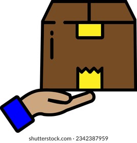 the parcel is in the courier's hand