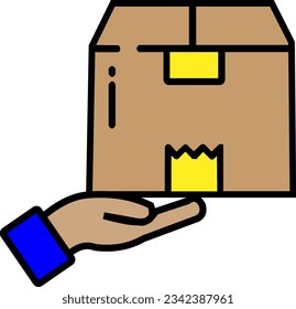 the parcel is in the courier's hand
