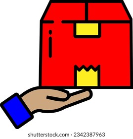 the parcel is in the courier's hand