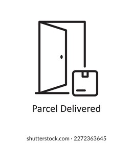 Ilustración de diseño de iconos de contorno de vector entregados de paquete. Símbolo logístico sobre archivo EPS 10 de fondo blanco