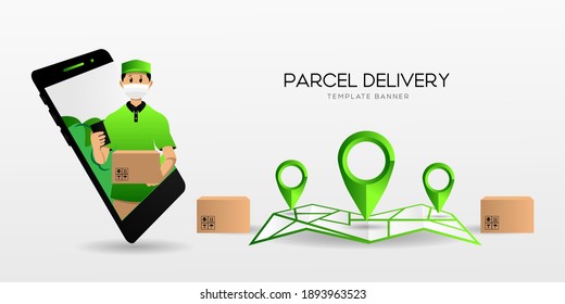 Parcel delivery banner design template