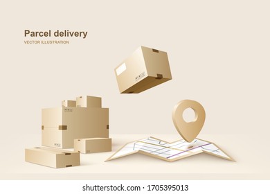 Parcel delivery. Concept for fast delivery service. Vector illustration