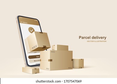 Parcel delivery. Concept for fast delivery service. Vector illustration