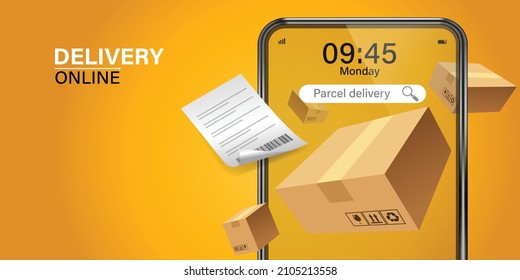 Parcel delivery. Concept for fast delivery service. Vector illustration