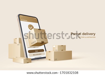 Parcel delivery. Concept for fast delivery service. Vector illustration
