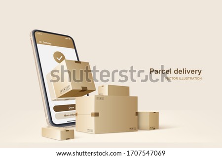 Parcel delivery. Concept for fast delivery service. Vector illustration