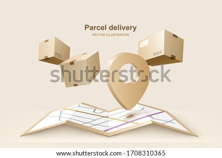 Parcel delivery. Concept for fast delivery service. Vector illustration