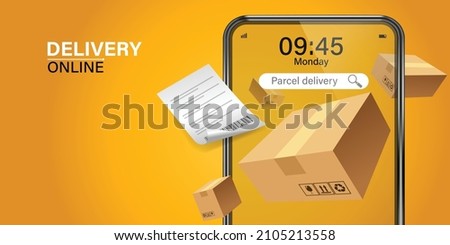 Parcel delivery. Concept for fast delivery service. Vector illustration