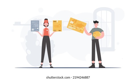 Parcel delivery concept. trendy style. Vector.