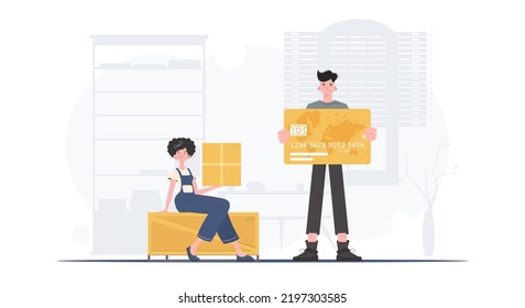 Parcel delivery concept. Vector illustration. trendy style.