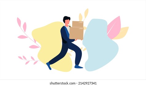 Parcel delivery to the door vector illustration