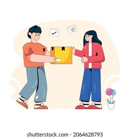 A parcel delivery flat illustration, home delivery