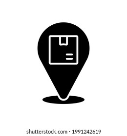 Parcel delivery glyph icon. Vector fill black illustration.