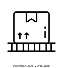 Parcel delivery icon in flat outline style, ecommerce packaging and shipping services